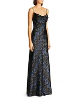 Syrena Wave Sequin Cowl Neck Dress