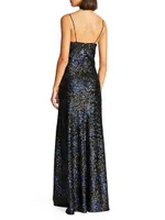 Syrena Wave Sequin Cowl Neck Dress