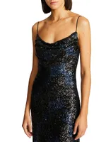 Syrena Wave Sequin Cowl Neck Dress