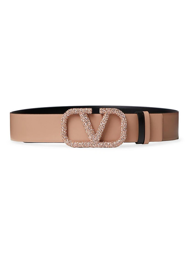 Vlogo Signature Reversible Shiny Calfskin Belt 40 MM