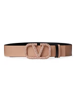 Vlogo Signature Reversible Shiny Calfskin Belt 40 MM