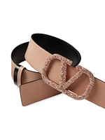 Vlogo Signature Reversible Shiny Calfskin Belt 40 MM