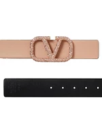 Vlogo Signature Reversible Shiny Calfskin Belt 40 MM