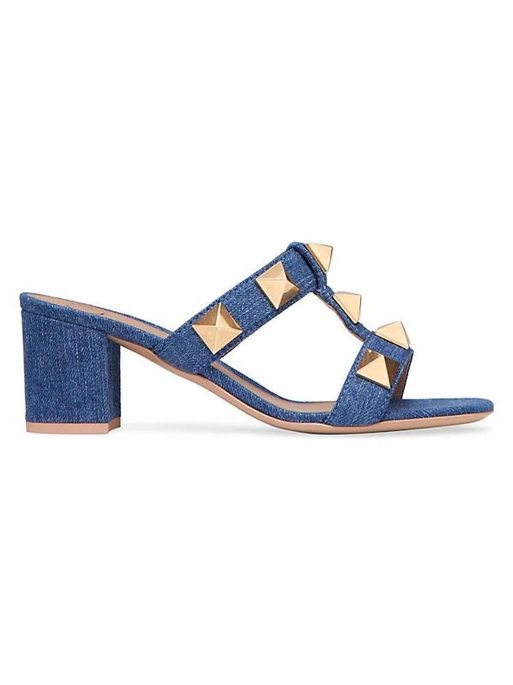 Roman Stud Denim Slide Sandals