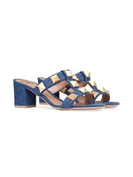 Roman Stud Denim Slide Sandals