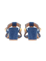 Roman Stud Denim Slide Sandals