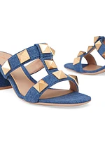 Roman Stud Denim Slide Sandals