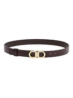 Double Gancio Adjustable Cut-to-Size Croc-Embossed Leather Belt