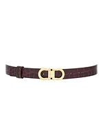 Double Gancio Adjustable Cut-to-Size Croc-Embossed Leather Belt