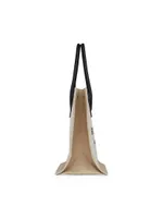 Rive Gauche Small Tote Bag In Linen And Leather