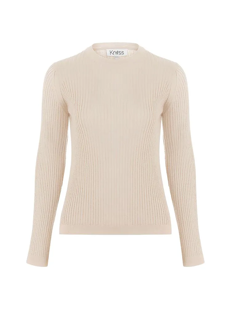 Kelly Rib-Knit Crew Sweater