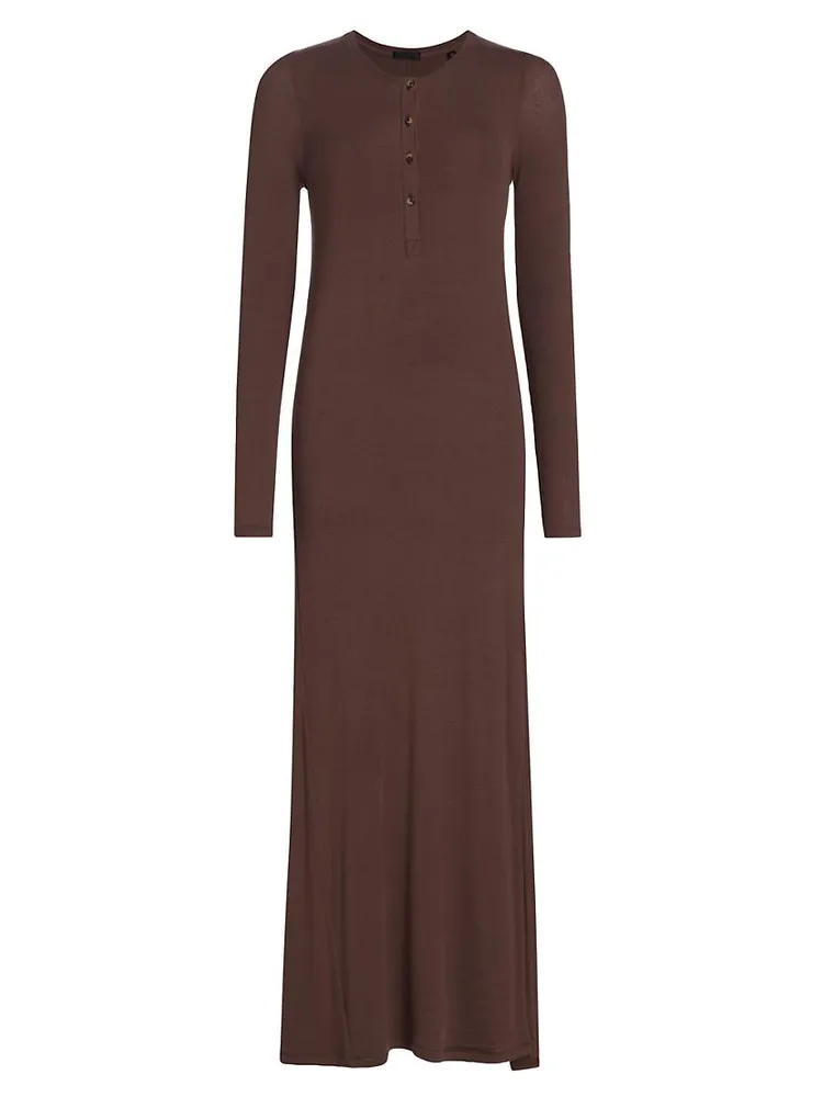 Modal Rib Henley Maxi Dress