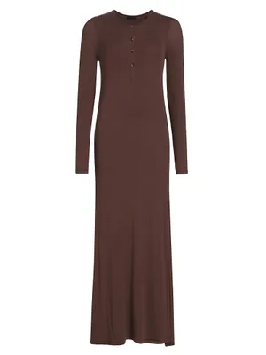 Modal Rib Henley Maxi Dress