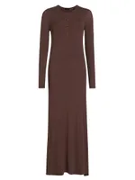 Modal Rib Henley Maxi Dress