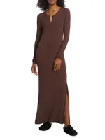 Modal Rib Henley Maxi Dress