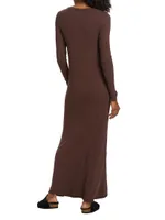 Modal Rib Henley Maxi Dress