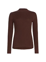 Silk & Cotton Rib-Knit Mockneck