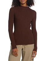 Silk & Cotton Rib-Knit Mockneck