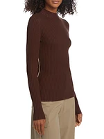 Silk & Cotton Rib-Knit Mockneck