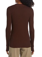 Silk & Cotton Rib-Knit Mockneck