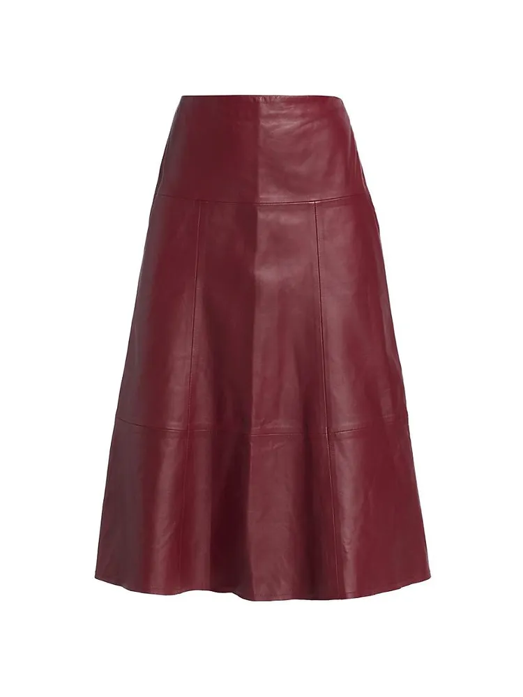 Flared Leather Midi-Skirt