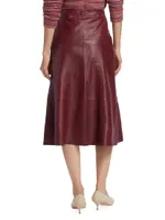 Flared Leather Midi-Skirt