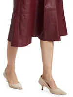 Flared Leather Midi-Skirt