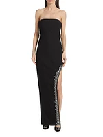 Sammy Embellished Crepe Strapless Gown