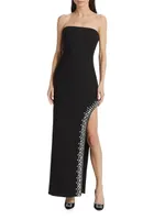 Sammy Embellished Crepe Strapless Gown