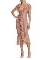 Paola Floral Ruffled Midi-Dress