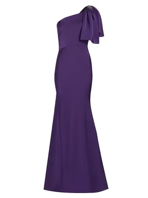 Aubrey Satin One-Shoulder Sheath Gown