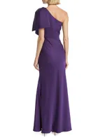 Aubrey Satin One-Shoulder Sheath Gown