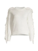 Crewneck Fringe-Sleeve Sweater