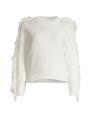 Crewneck Fringe-Sleeve Sweater
