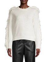 Crewneck Fringe-Sleeve Sweater