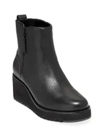 ZEROGRAND City 50MM Leather Wedge Ankle Boots