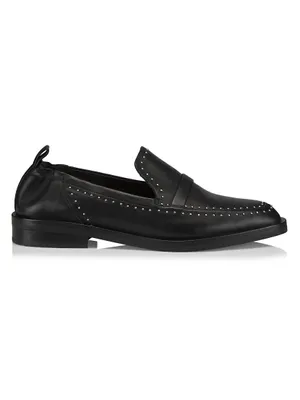 Alexa Soft Studded Leather Penny Loafers