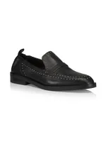 Alexa Soft Studded Leather Penny Loafers