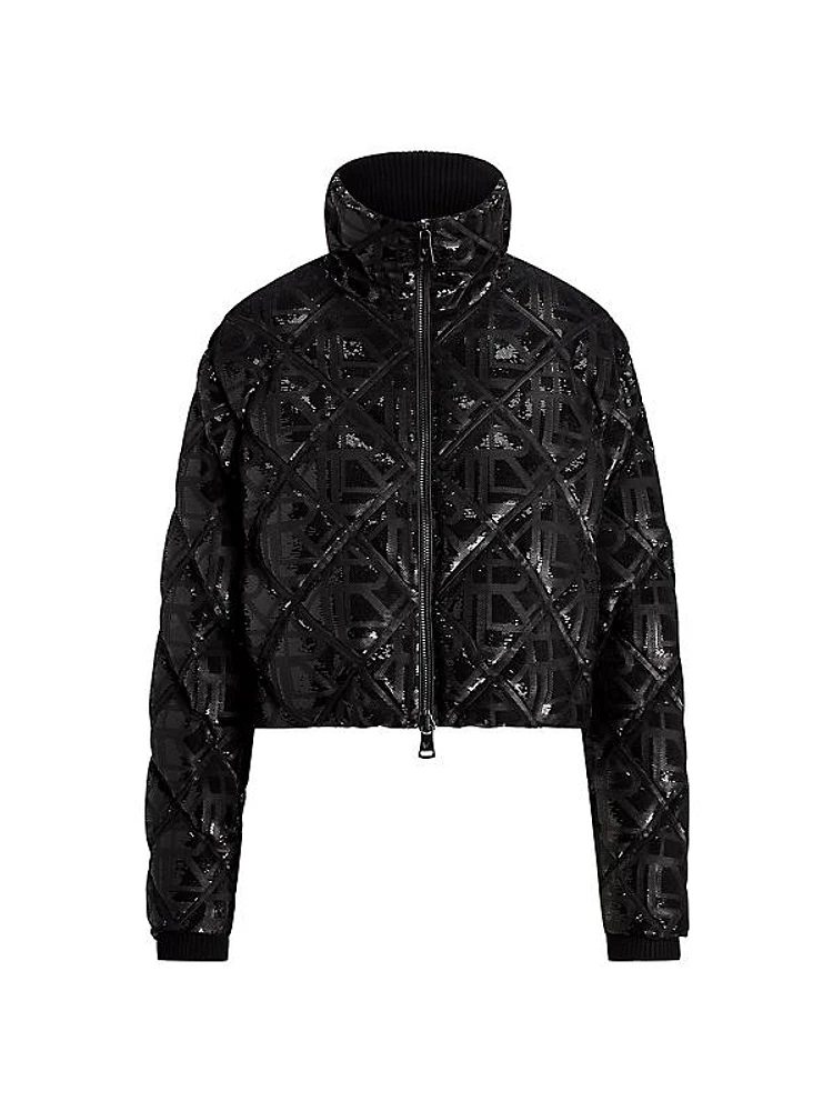 Sequined Logo Puffer Jacket