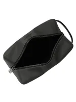 Check Leather-Trimmed Travel Pouch