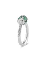 Procida 18K White Gold, Diamond & Emerald Rotating Ring