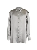 Oversized Silk Button-Front Shirt