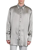 Oversized Silk Button-Front Shirt