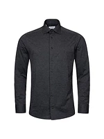 Slim-Fit Melange Four-Way Stretch Shirt