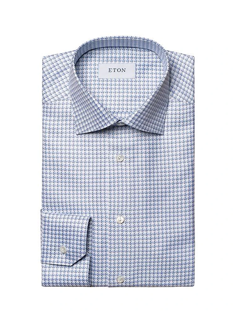 Contemporary-Fit Houndstooth Luxe Twill Shirt