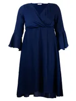 Brighton Bell-Sleeve Midi-Dress