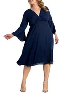 Brighton Bell-Sleeve Midi-Dress