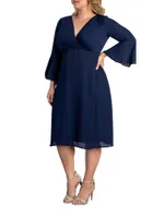 Brighton Bell-Sleeve Midi-Dress