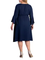 Brighton Bell-Sleeve Midi-Dress