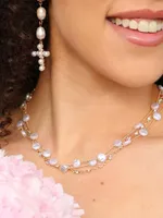 18K Gold-Plated & Freshwater Pearls Triple-Layered Necklace
